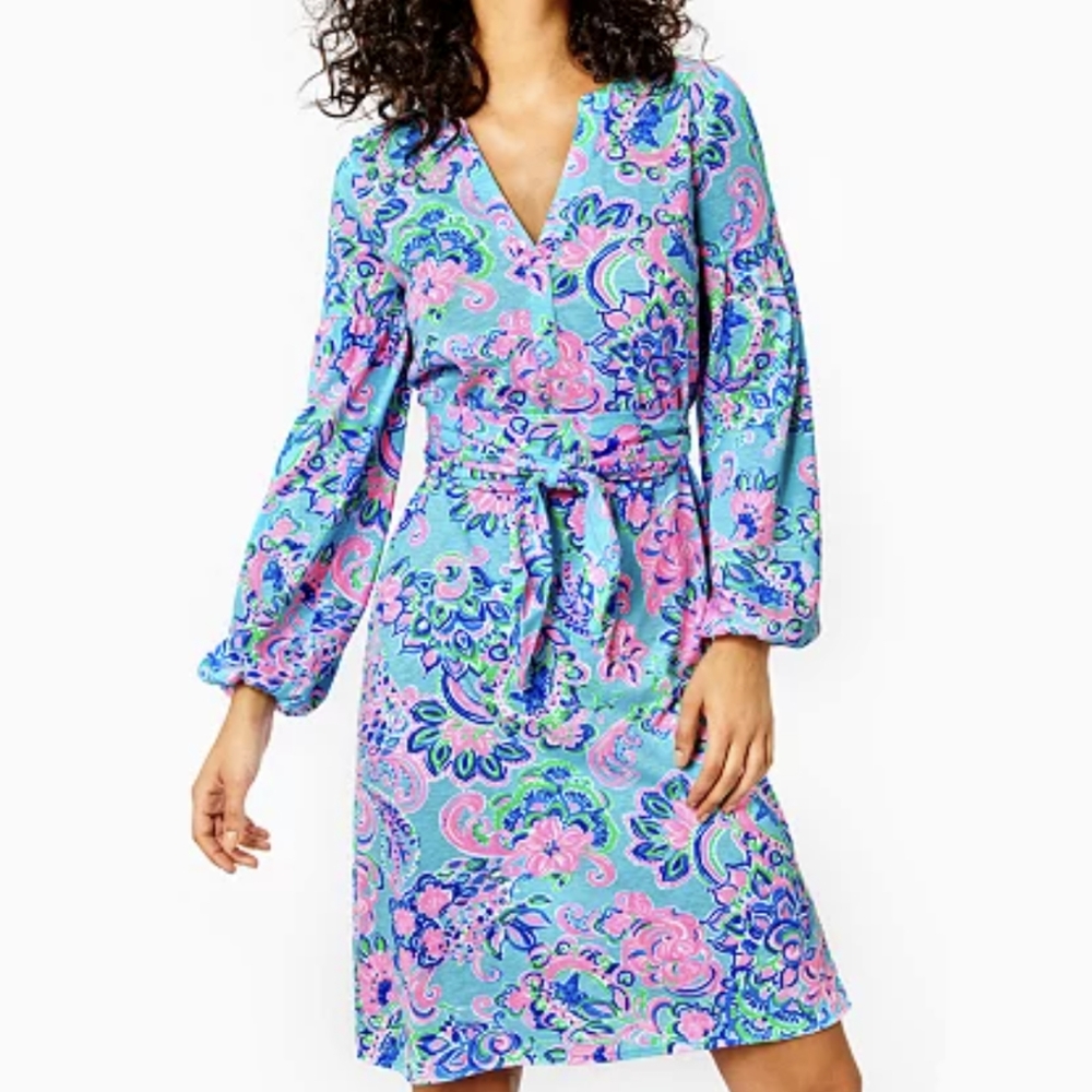 Lilly Pulitzer kierna dress blue horizon jungle sunrise